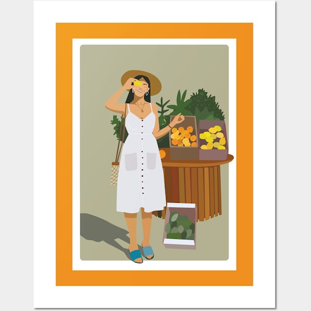 Summer Fruit Girl Wall Art by JunkyDotCom